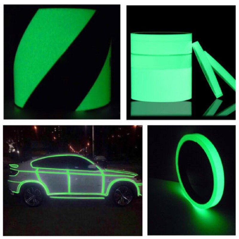 10M Luminous Warning High Brightness Light Strip Tape PVC Storage Tape Acrylic Fluorescent Tape Wall Stickers DIY 1pc