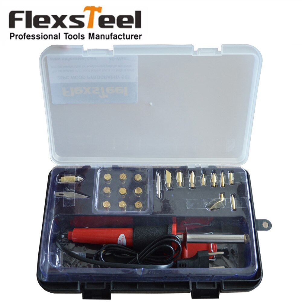 25PCS 110V/220V Solder Iron Pen Wood Burning Pyrography Set Electrical Soldering Iron Welding Set With 21pc Tips and Accessories