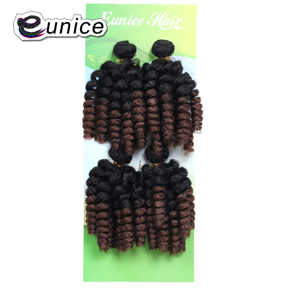 Eunice Funmi Curly Hair Bundles 4Pcs/Pack 18inch *4 Synthetic Hair Weave Ombre Color Grey/BUG/#30 Fiber Hair Extension