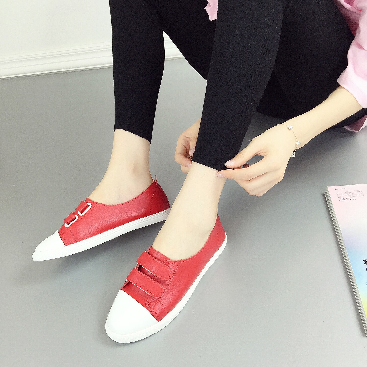 Schoenen dames damesschoenen casual hoog platform gat pu leer gestreepte eenvoudige sneakers dames casual witte schoenen