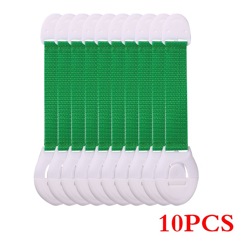 10 unids/lote de cerradura para niños, protección de bloqueo, puertas de seguridad para niños, cierre de seguridad de plástico: 10PCSGreen