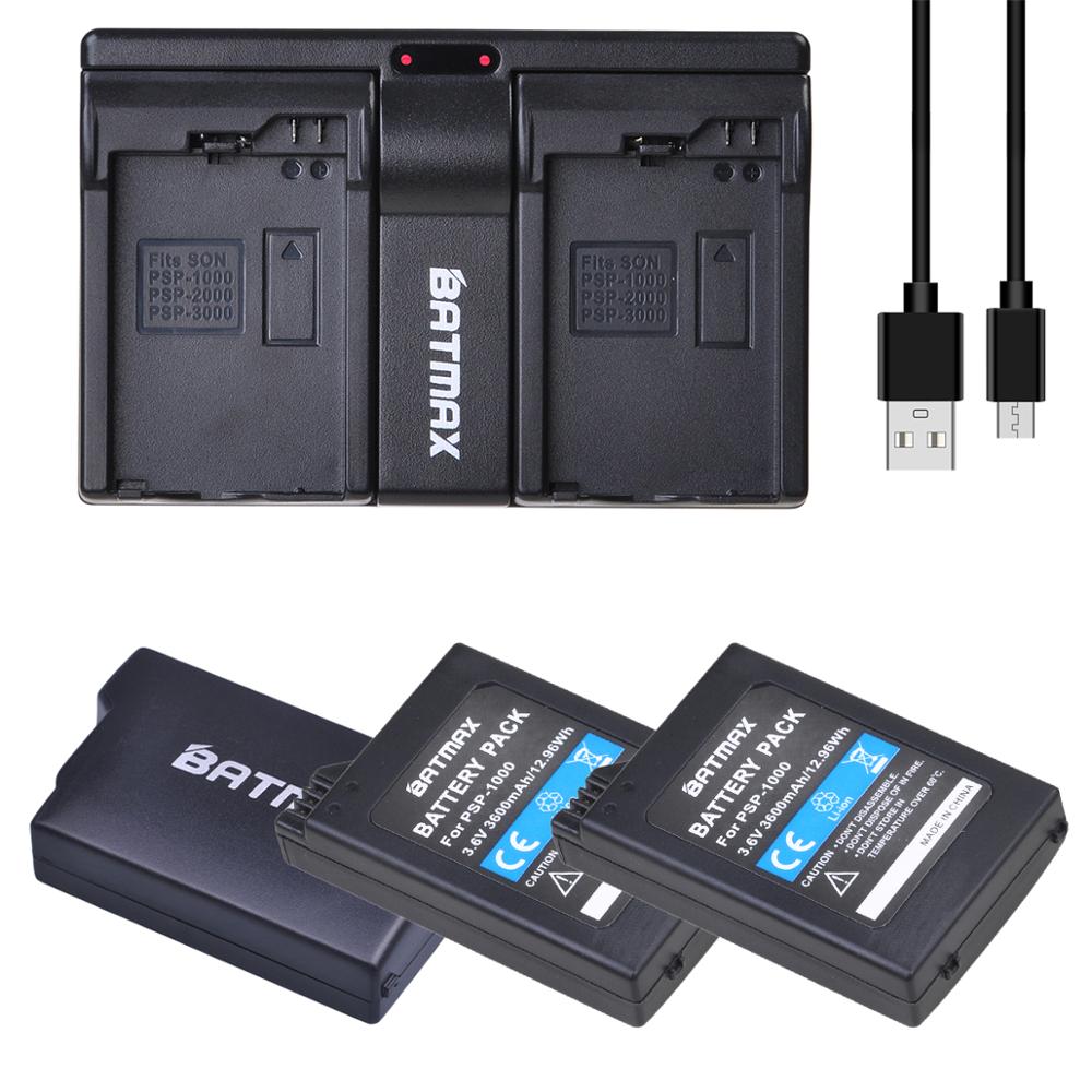 Batmax – batterie PSP 3600 1000 mAh + double chargeur USB pour Console Sony PSP1000 1001,1002,1003,1004,1005,1006: 3battery and charger