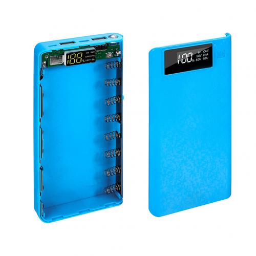 Diy Mobiele Power Bank Case Mobiele Telefoon Accessoires Draagbare 18650 Batterij Oplader Usb Type-C Lcd Usb Lading: Blue