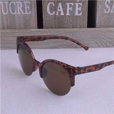VESTEY Brand Cat Eye Sunglasses Women Classic half Frame Eyewear Black Lens Sun Glasses UV400 Gafas De: Leopard