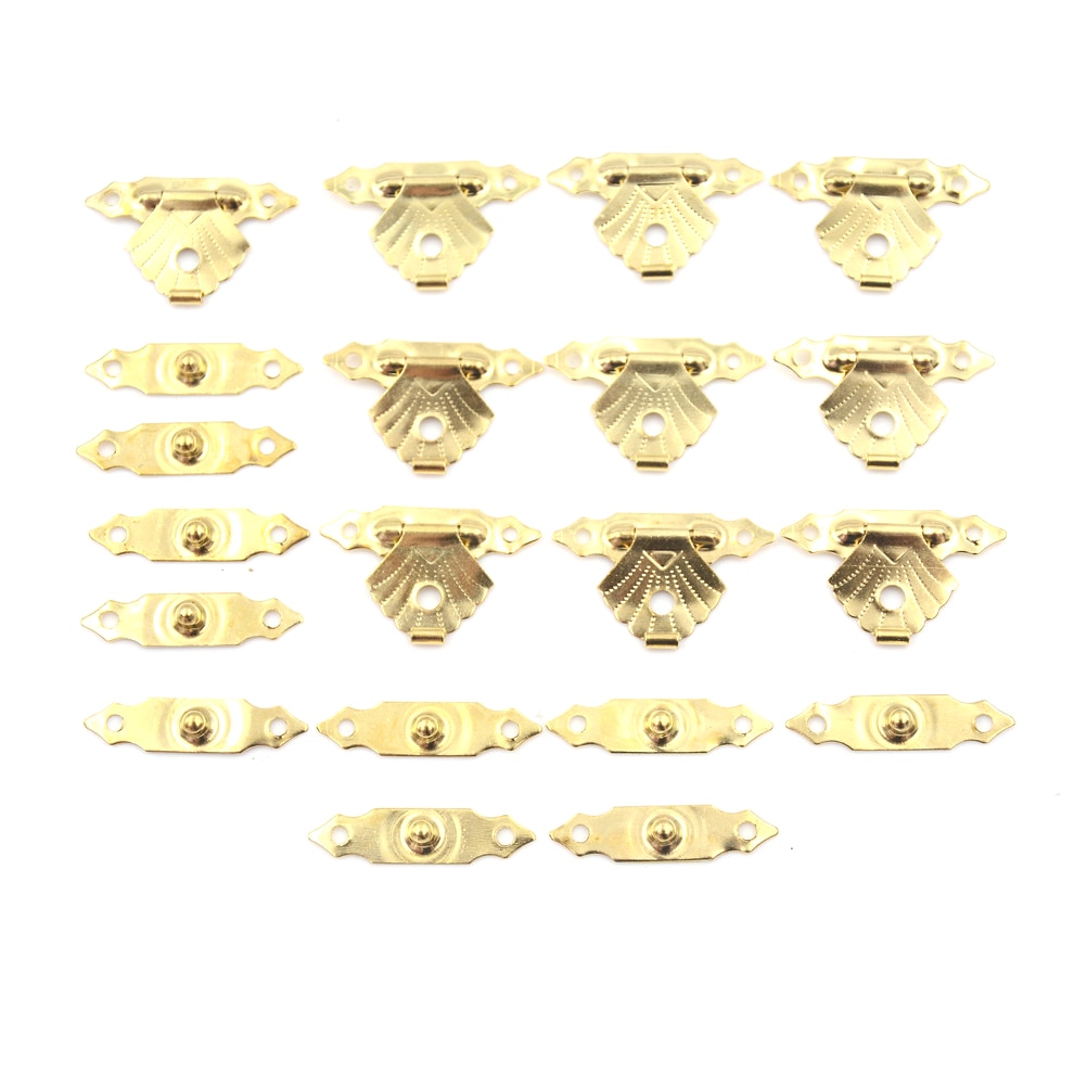 10pc houten koffers met sluitingen voor sieraden, hoekdecoratieve sluitingen voor thuis, gesp, sluiting, mini, antieke ijzeren plaat