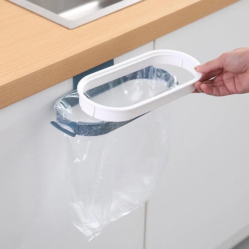 Portable Plastic Garbage Bag Racks Kitchen Trash Storage Rack Cupboard Waste Bin Hanging Racks Portable Cleaning Tools