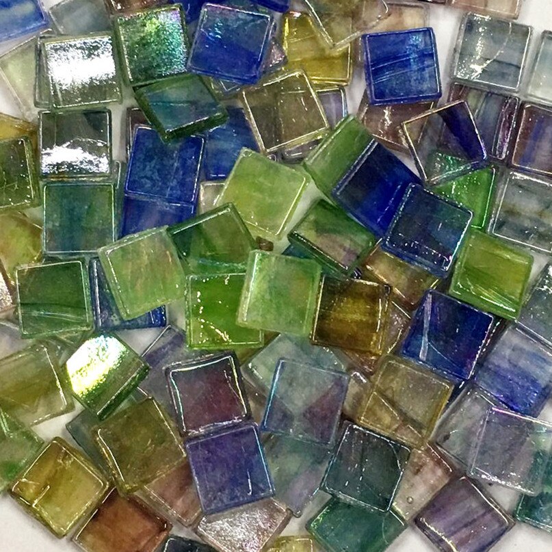 Lychee Life 50pcs Multicolor Glass Mosaic Tile Square Ceramic Mosaic Tiles DIY Arts Crafts Making Material: 8