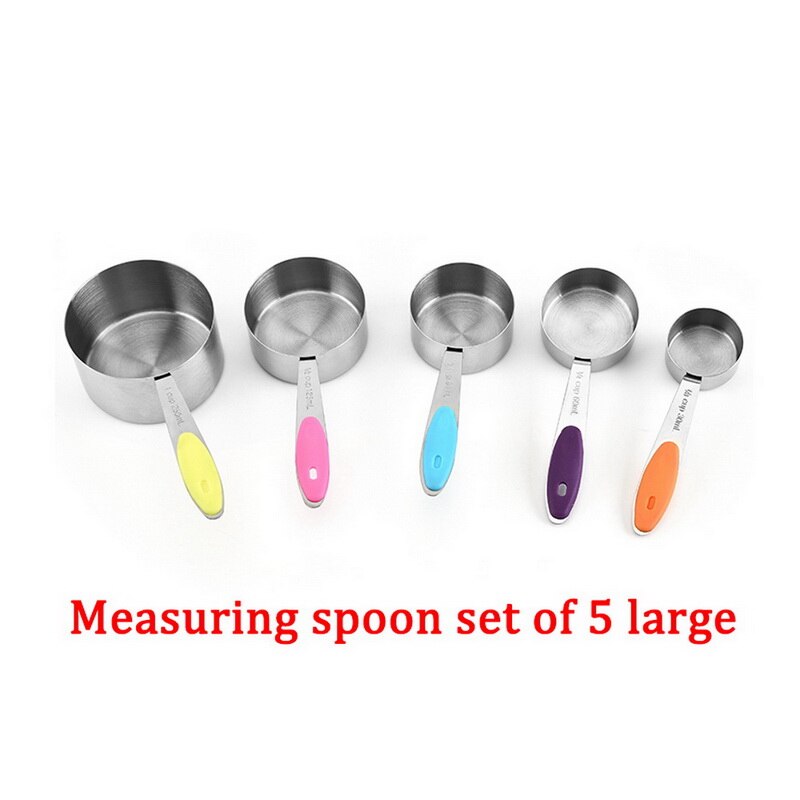 10Pcs Measuring Cups Premium Stackable Kitchen Measuring Spoon Set Stainless Steel Measuring Cups Spoons Set Baking Accessories: 5pcs Measuring cup
