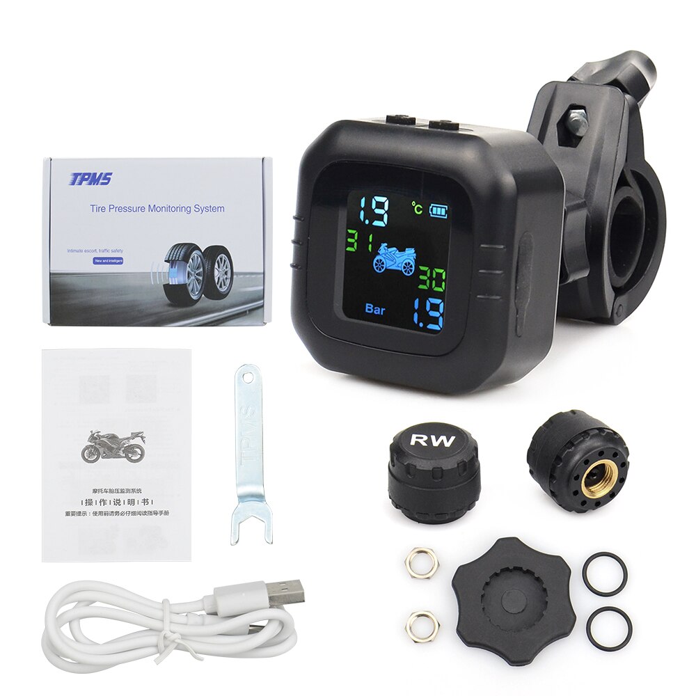 Overvågningssystem til motorcykeldæktryk med 2 eksterne sensorer motor tpms realtid stemmealarm dæk sikkerhed usb opladning: Normal type