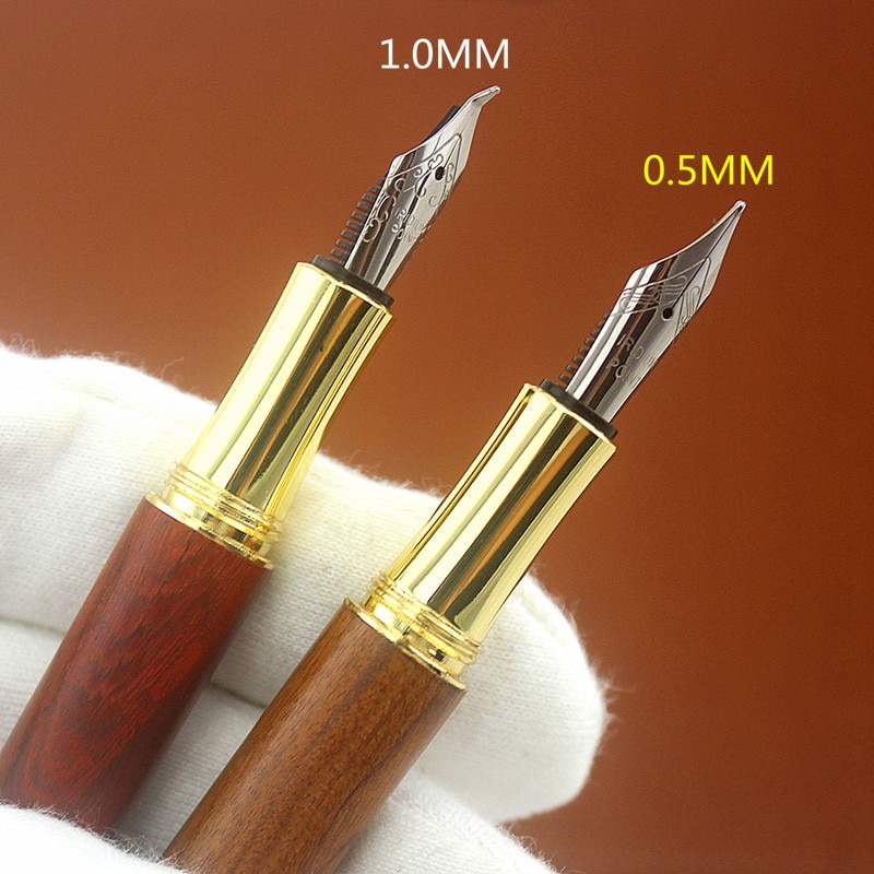 Luksus bærbar mini træ fyldepen, rejse blæk pen iridium 0.5/1.0 nib skrivesæt læder blyanttaske