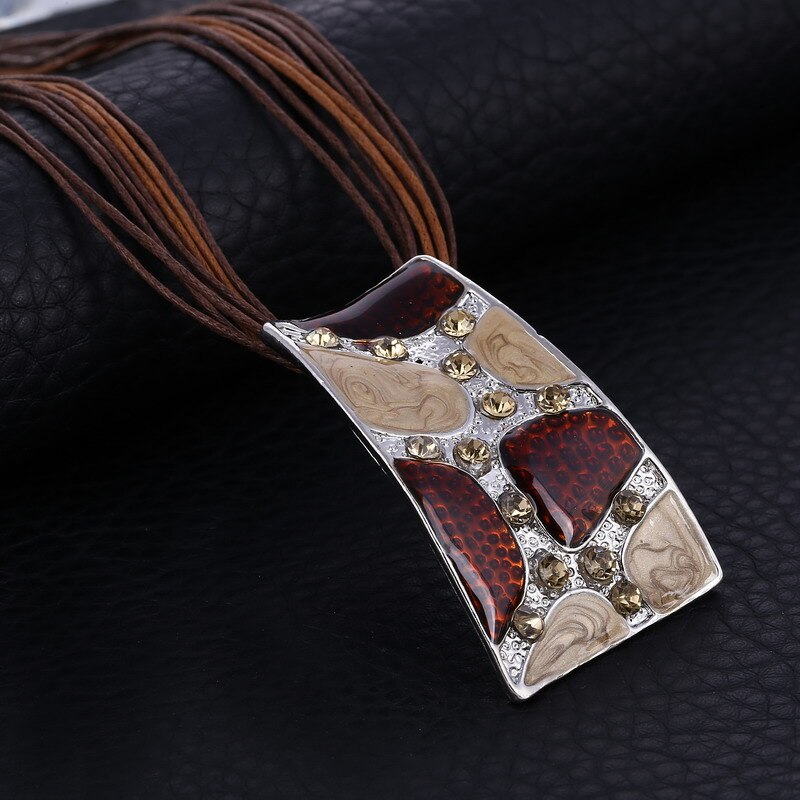 MINHIN nuovo Set di collana a catena in pelle con gemma smaltata per Set di gioielli da sposa per feste Set di gioielli estivi da donna