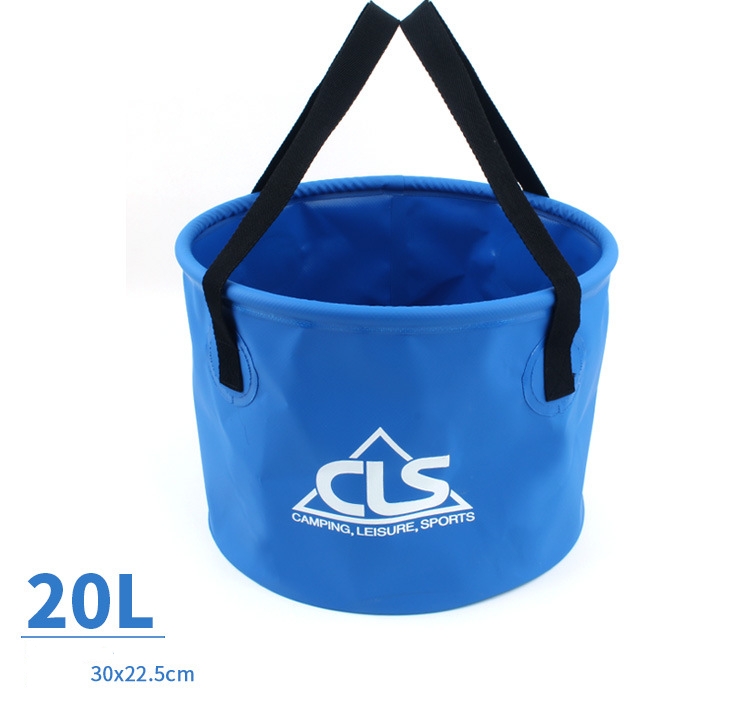 Foldbar Vandspand 10L-30L - Bærbar, Sammenklappelig, til Camping, Fiskeri, Bilvask: 20l blå