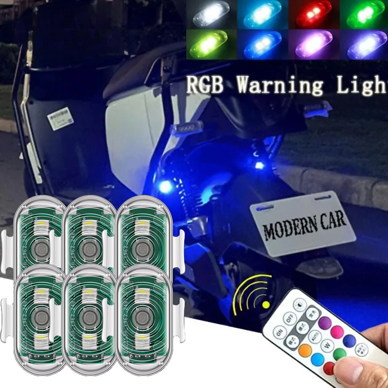 7 farver fjernbetjente rgb led fly strobe lys motorcykel lys led flash lys fly helikopter trådløse advarselslys