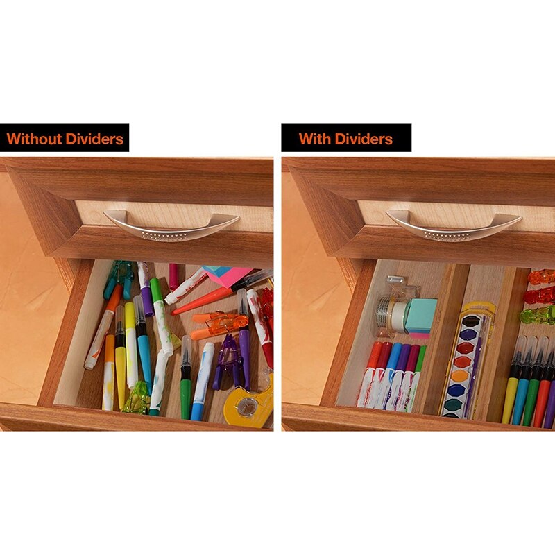 Verstelbare, uitbreidbare verdelers, ladeverdelers van bamboe, lade-organizers van natuurlijk bamboe, het beste voor keuken, dressoir, slaapkamer
