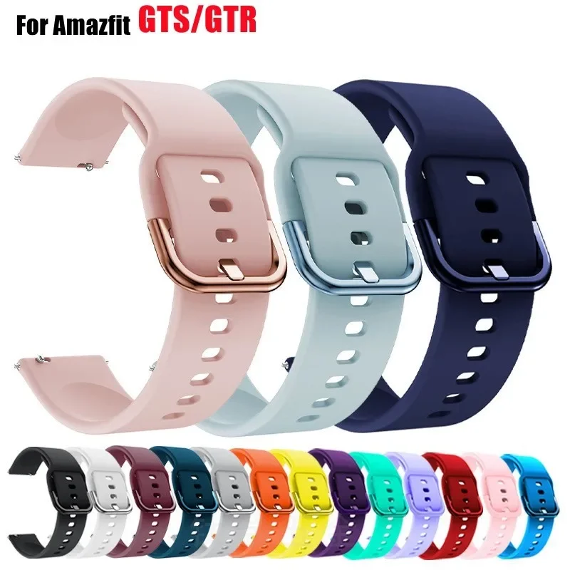 Correa de 20mm/22mm para Amazfit GTS/2/2e/3/4 GTS2 Mini/GTR 4/3/Pro/47mm/GTR2/2e/stratos 2/3 pulsera de silicona Amazfit bip correa de reloj