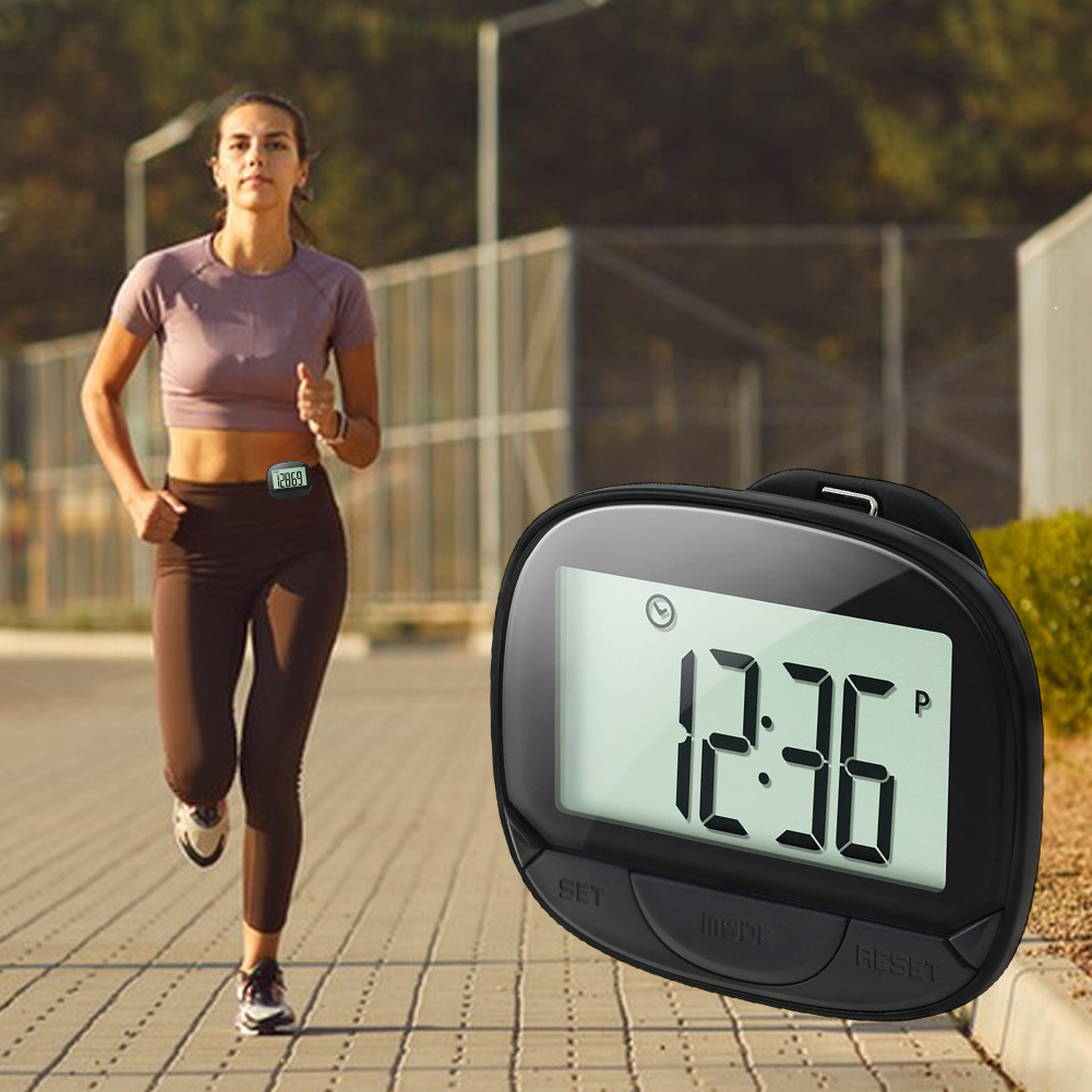 Clip-On Pedometer Electronic Pedometer Digital Display Simple Step Tracker Multifunctional for Adults Seniors Dog