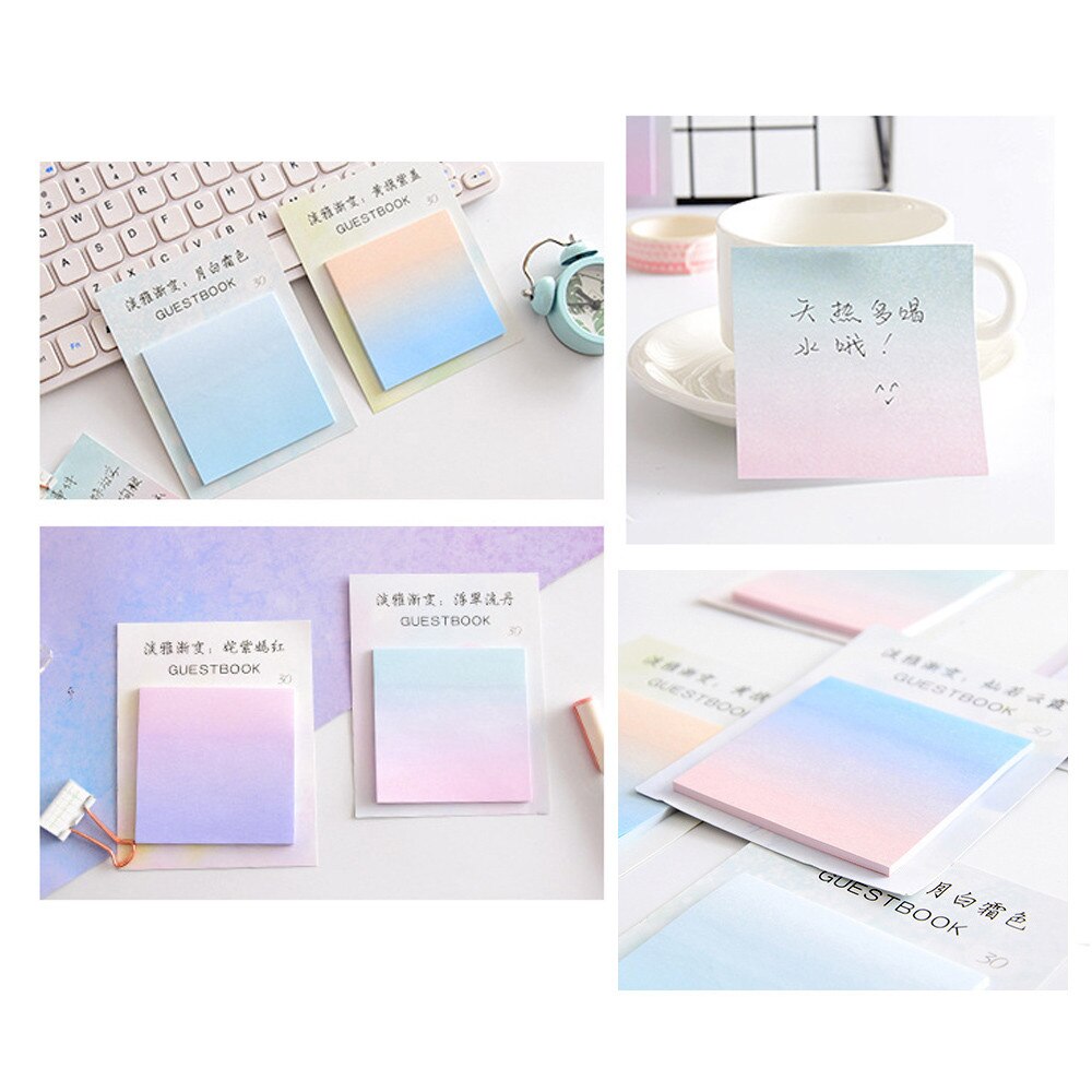 Kawaii klistrelapper gradient fargeserie selvklebende notatblokk klistrelapper bokmerke skole kontorrekvisita fersken klistrelapper