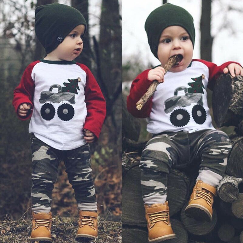 Conjunto de ropa para niñas, niños, bebés, niñas, niños, ropa, Camuflaje, Patchwork, manga larga, camisetas, pantalones mallas conjuntos