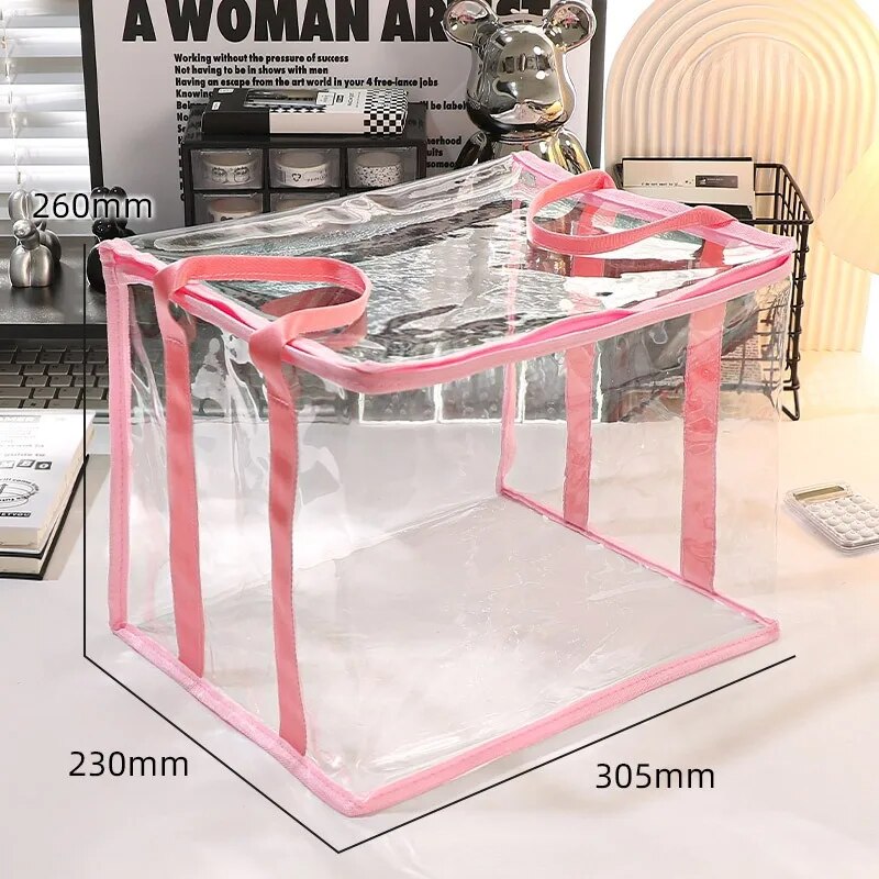 Boîte à livres pliable, salle de classe de dortoir d'étudiants, boîte de rangement de livres, boîte de tri et de rangement de livres ménagers transparente et étanche: Rose