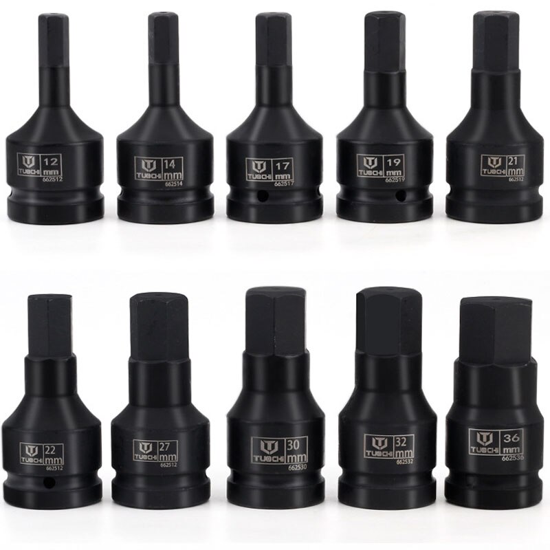 1PCS 1 inch Drive Impact Bit Socket CR-MO Heavy Hex Socket Bit Adapter 105mm Lenght Allen Key Wrench Head Pneumatic Socket Set