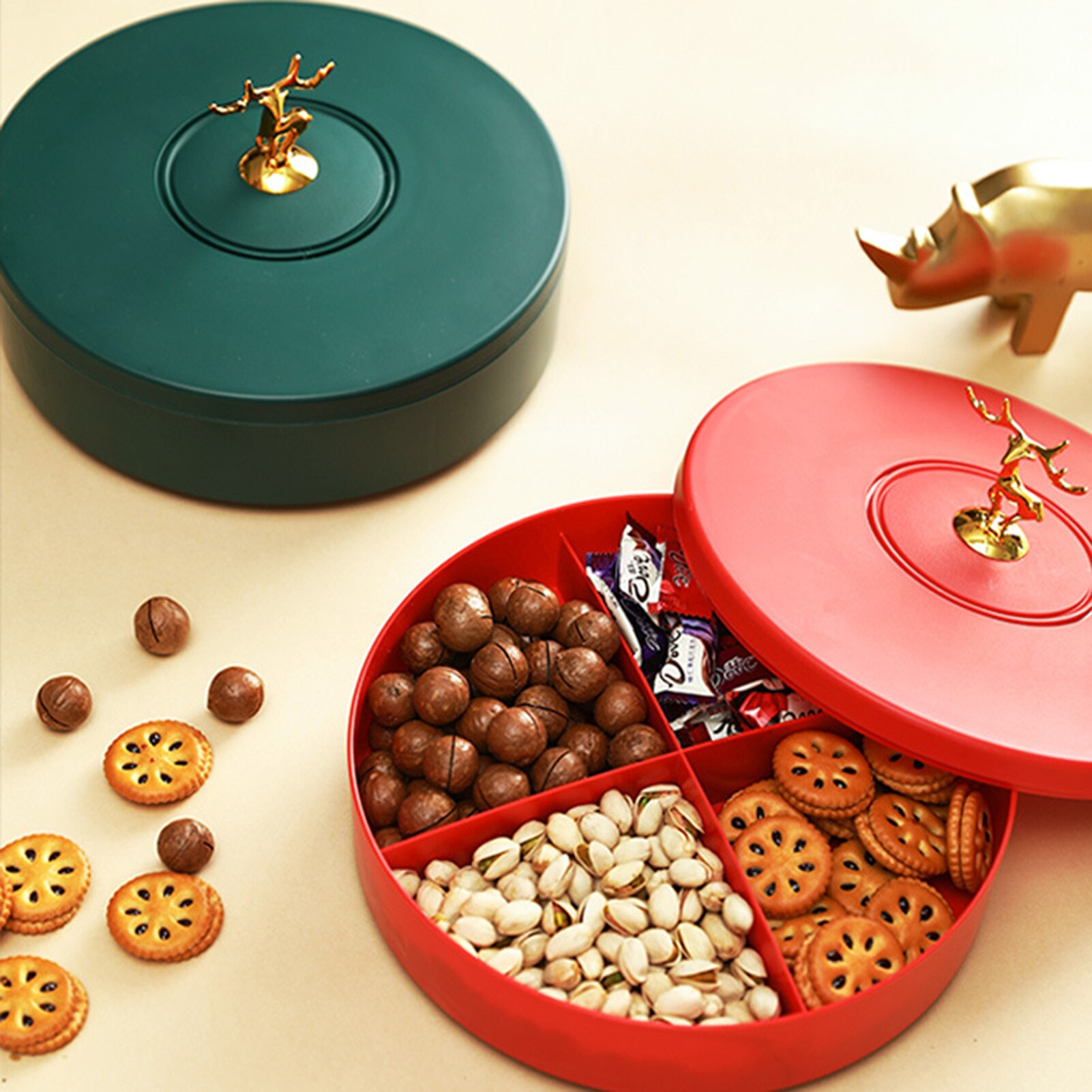 Doppel Versiegelt Getrocknete Obst Platte Hause Snack Platte Fach Wohnzimmer Typ Kreative Studie Kasten Melone Samen Platte Süssigkeit Kasten