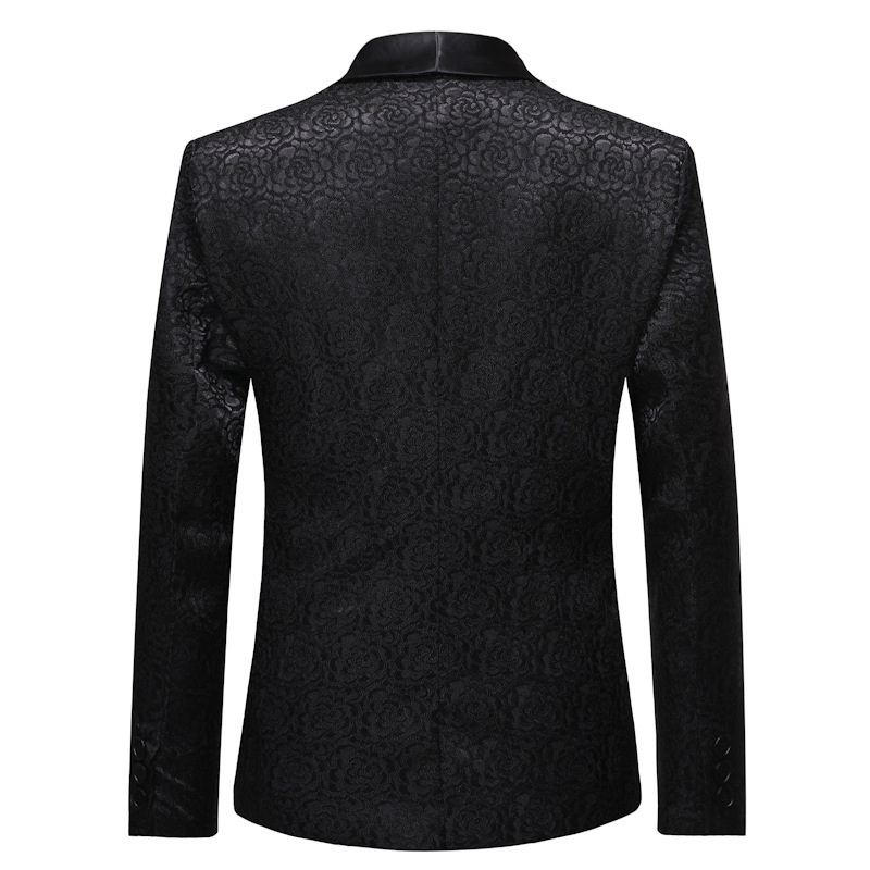 Weiße Rose Jacquard Blazer Männer Schal Kragen eins Taste Blazer Jacke Herren Hochzeit Party Bühne Bankett Kleid Blazer Kostüm Homme