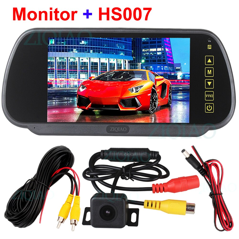 ZIQIAO 7 pouces TFT LCD kit de voiture miroir surveille moniteur de vue arrière de voiture: P07-HS007