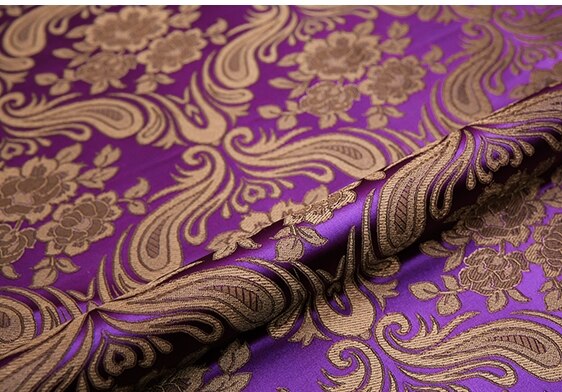 Brokade stof cheongsam og kimono materiale satin stof til syning diy: Lilla