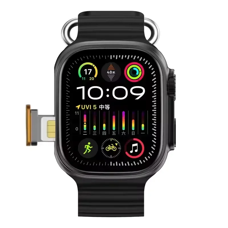 Android smartwatchc9s 5g rede cartão sim 2.1 Polegada amoled gps wifi chamada global relógio inteligente masculino ultra 4g cartão sim: XL / Preto