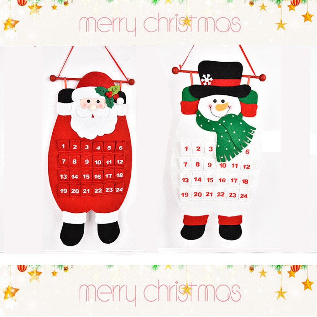 2PC Cartoon Advent Calendars Christmas Old Man Snow Man Deer Calendar Advent Countdown Calendar christmas decorations for home F