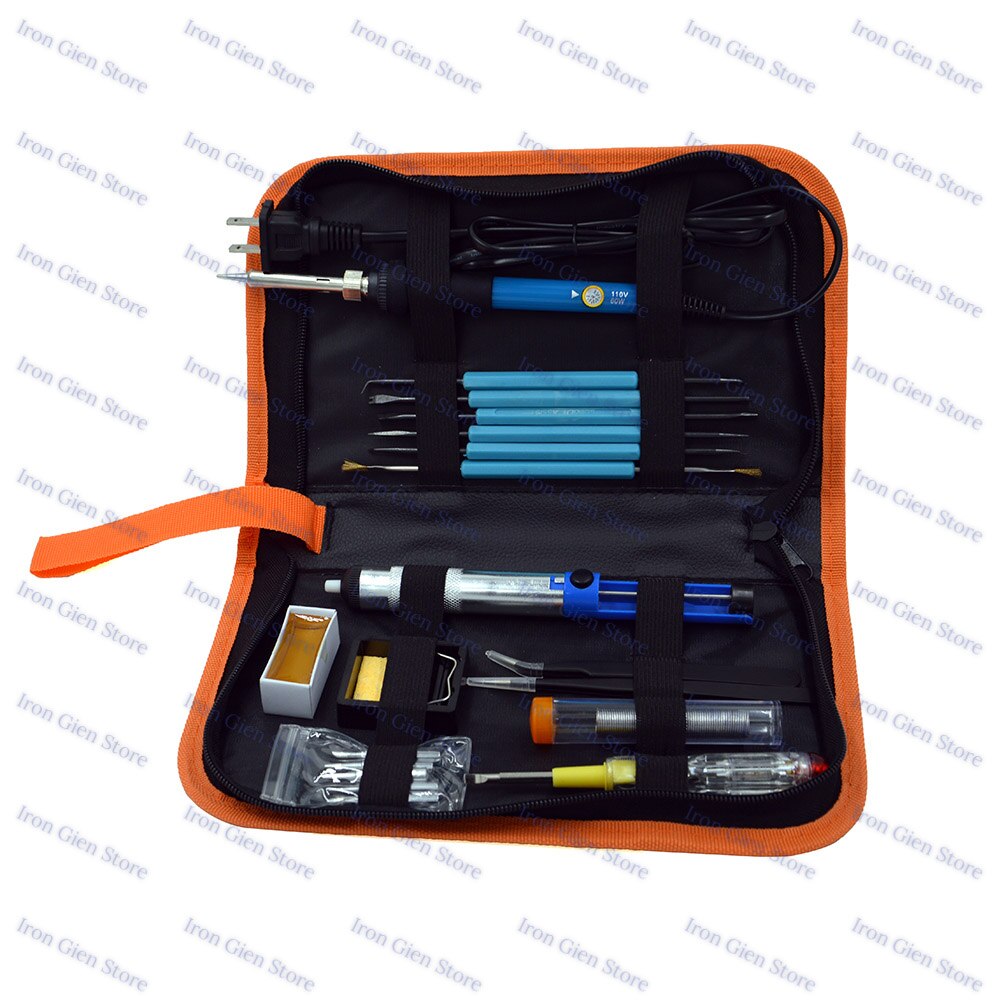 220/110V 60W EU/US/CN Plug Electric Soldering Iron Kits Adjustable Temperature Welding Repair Auxiliary Tools with 5 Tips Stand: US Solder Iron Set