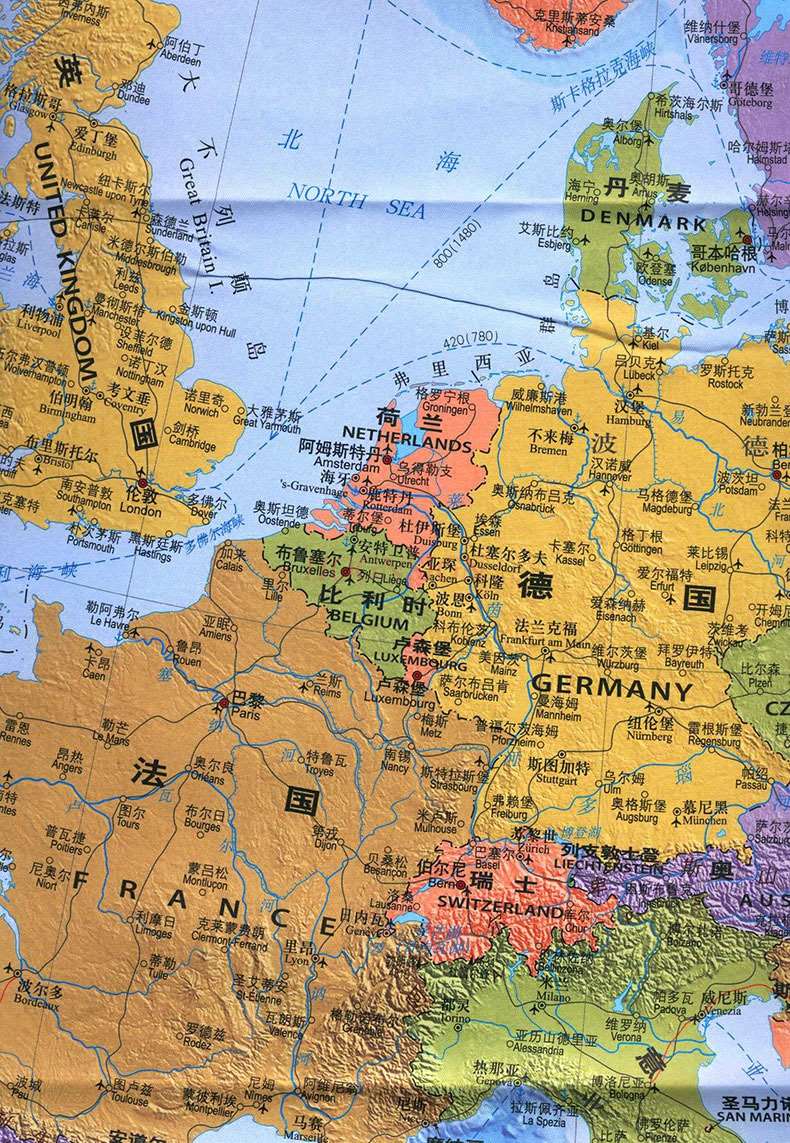 Europe map World wall map Chinese and English map World countries map Europe Europe travel map
