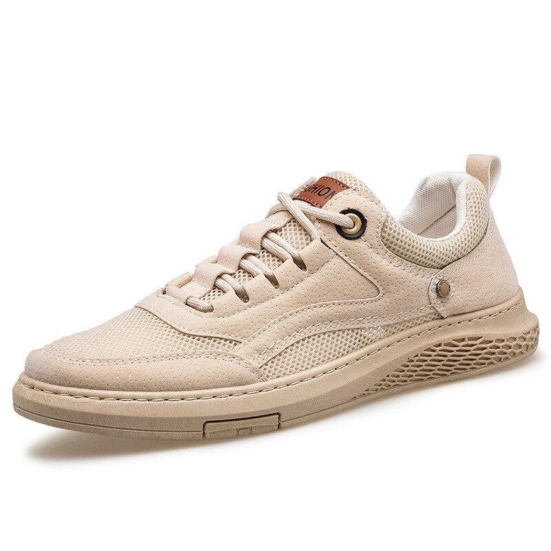 Mænds fritidssko sneakers til mænd lejligheder undersko vandresko britisk stil sko snøre pu gaze mænd sko hvid