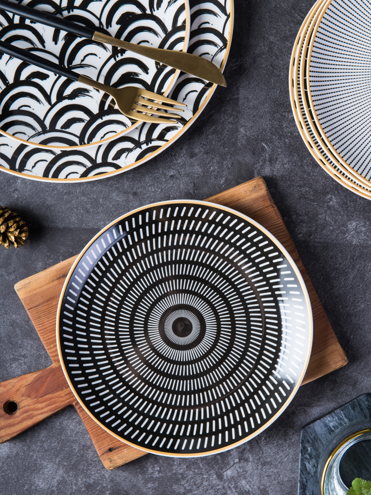 1Pc Servies Phnom Penh Geometrie Servies Keramische Diner Plaat Schotel Porselein Dessertbord Servies Taart Plaat Party Tray