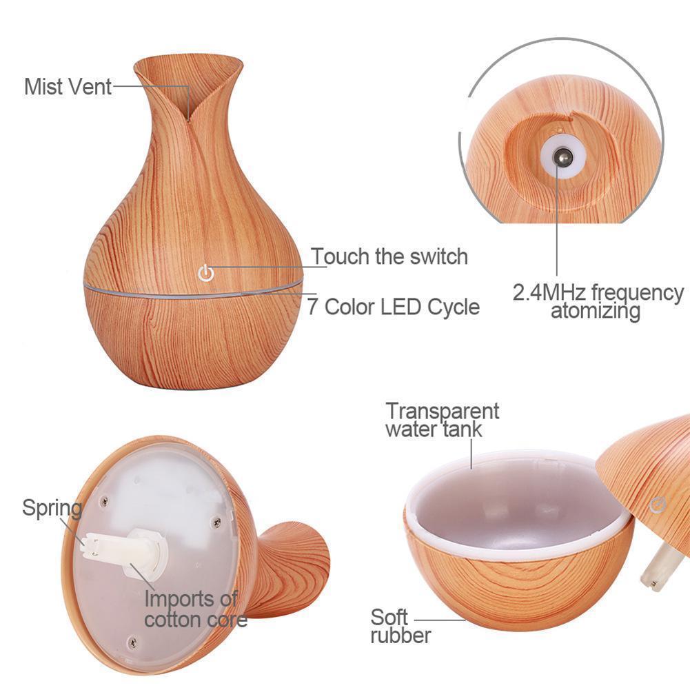 USB LED Humidifier Aromatherapy Wood Grain LED Lig... – Vicedeal