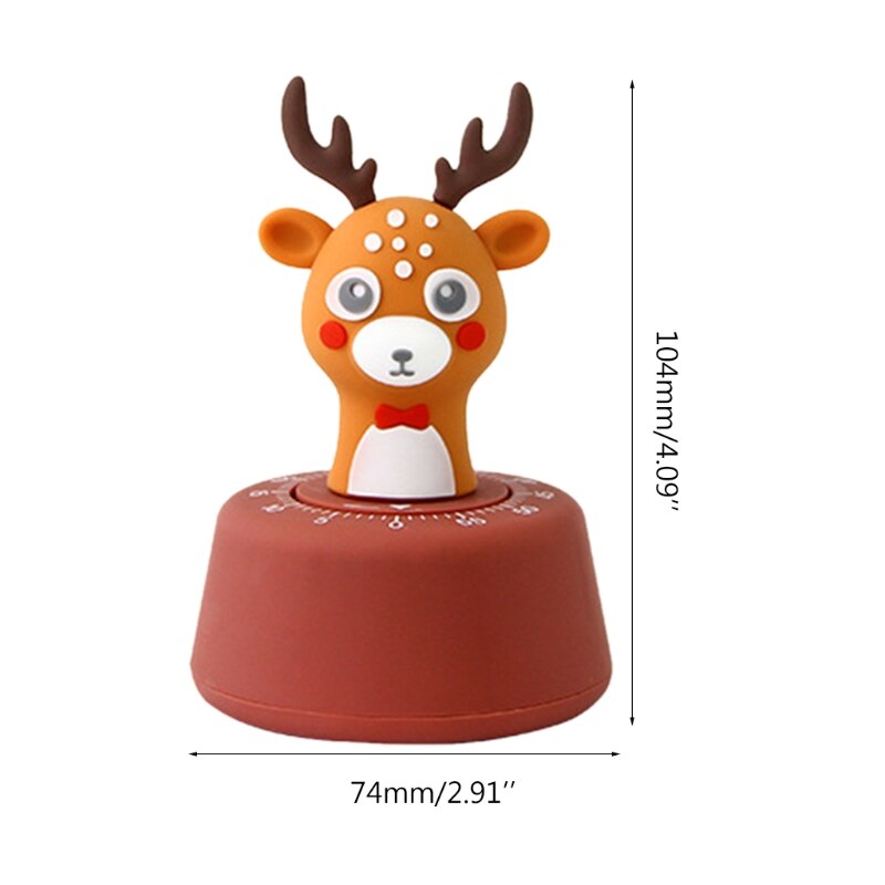 Christmas Cartoon Deer Kitchen Timer Mechanical Wind-Up Time Countdown Reminder 87HB