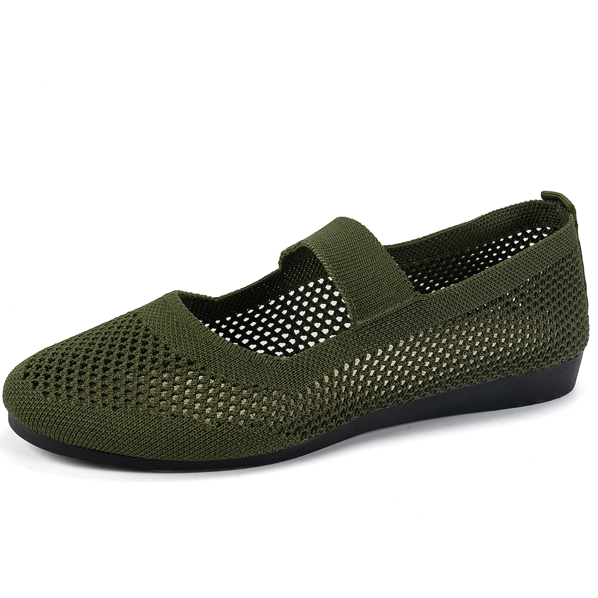 2024 scarpe basse da donna Slip on mocassini per maglieria per donna scarpe singole con punta tonda scava fuori moda mamma scarpe Casual per donna: green / 39
