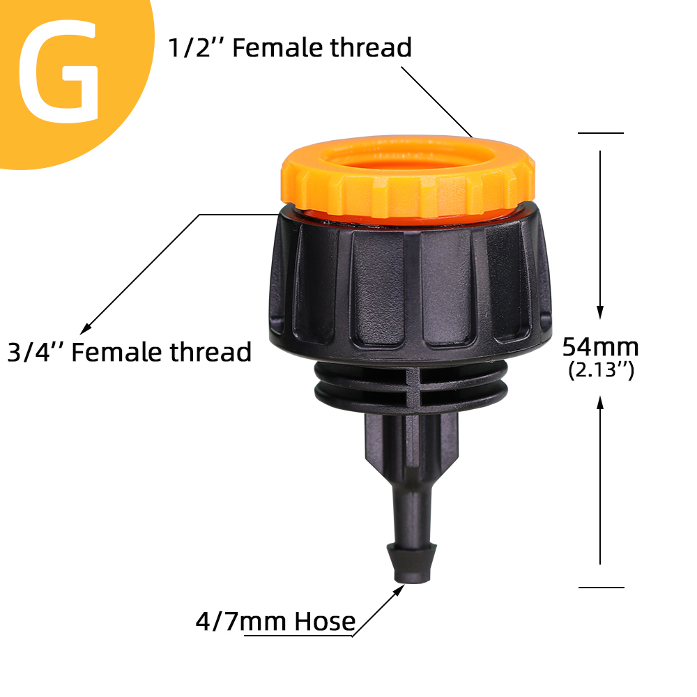 Garden Irrigation Connector 2 way four-way separator 1/2 "3/4" to 1/4 "barb 2 way tubing adapter suitable for plant irrigation: Blue