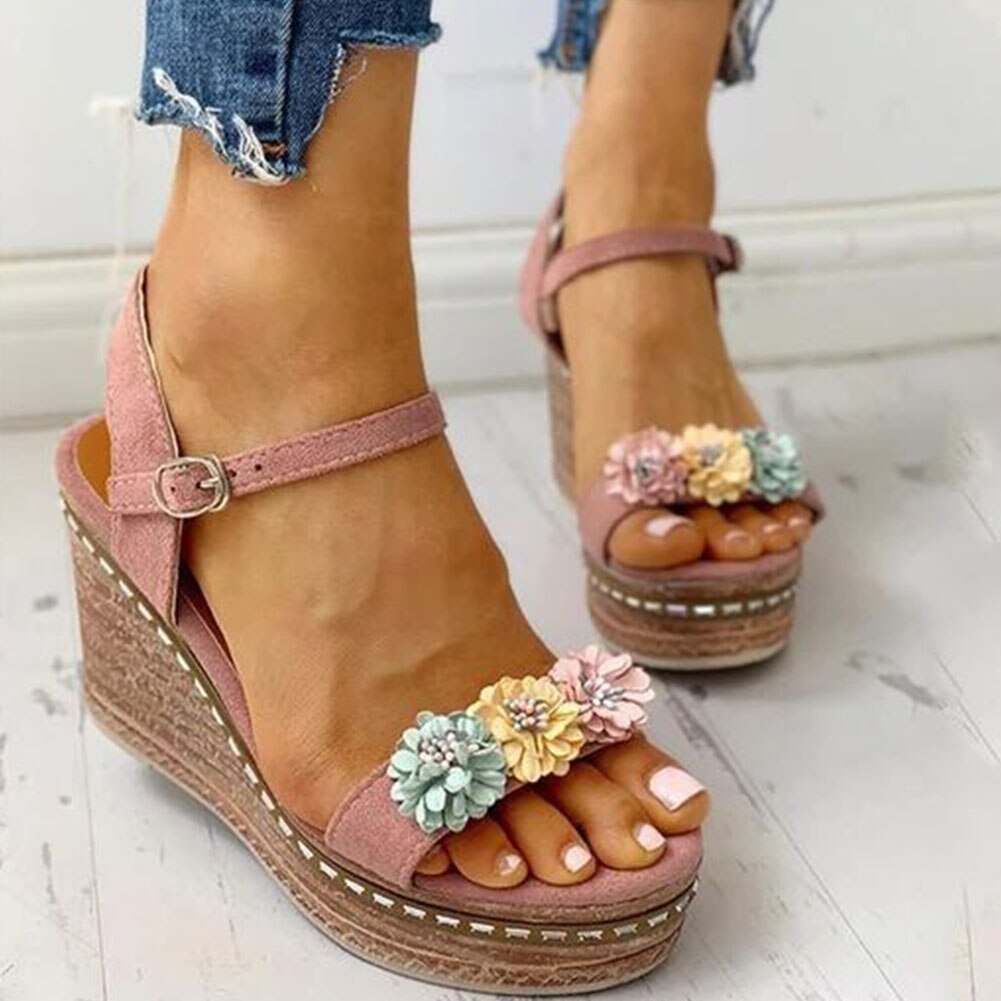 Karinluna Wiggen Hoge Hakken Leisure Bloemen Comfortabele Platform Zomer Sandalen Vrouwen Schoenen Vrouwelijke