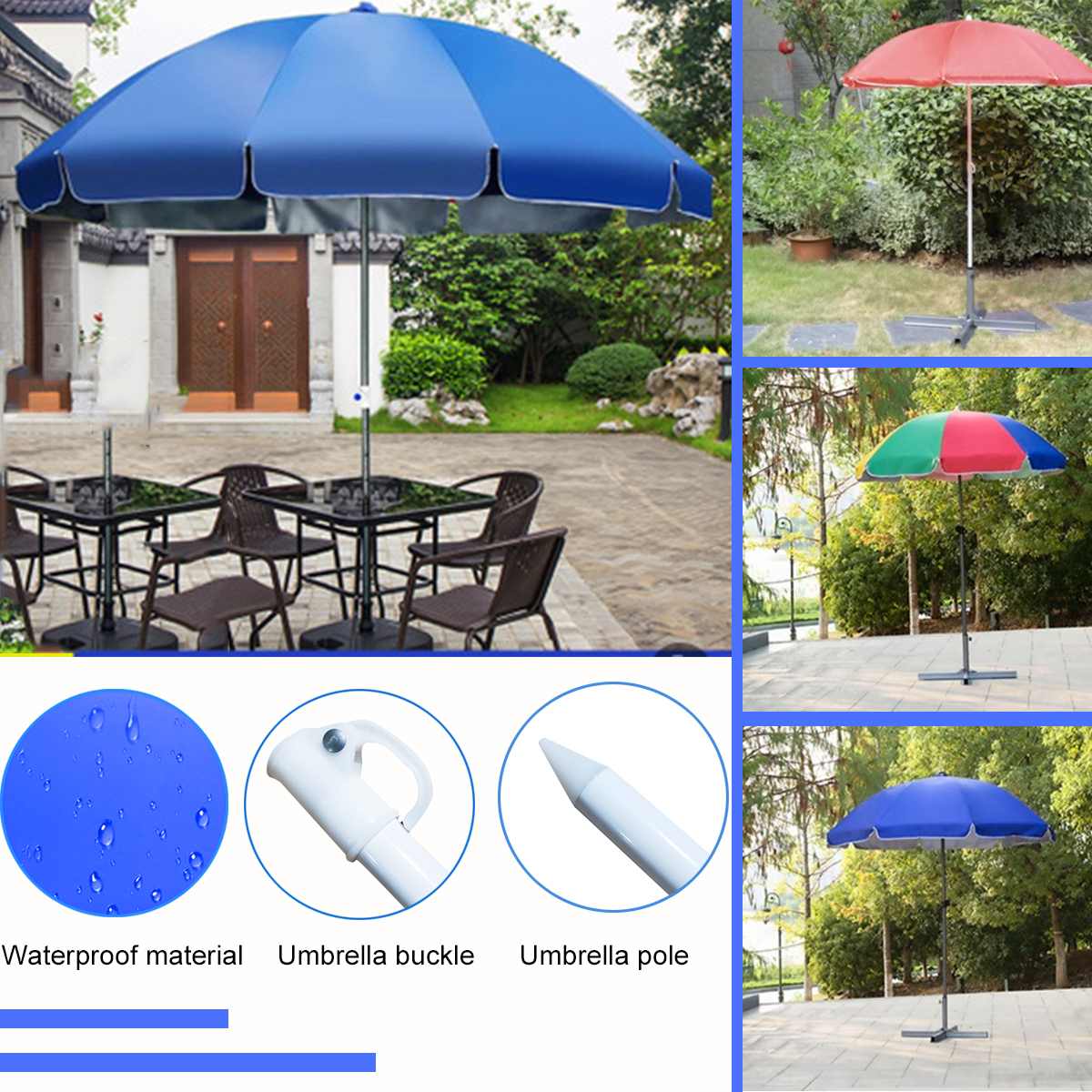 1.8m 2 Layer Shelf Adjustable Portable Outdoor Parasol Garden Umbrella Base Sunshade Patio Umbrella Stand Sun Shelter Accessory