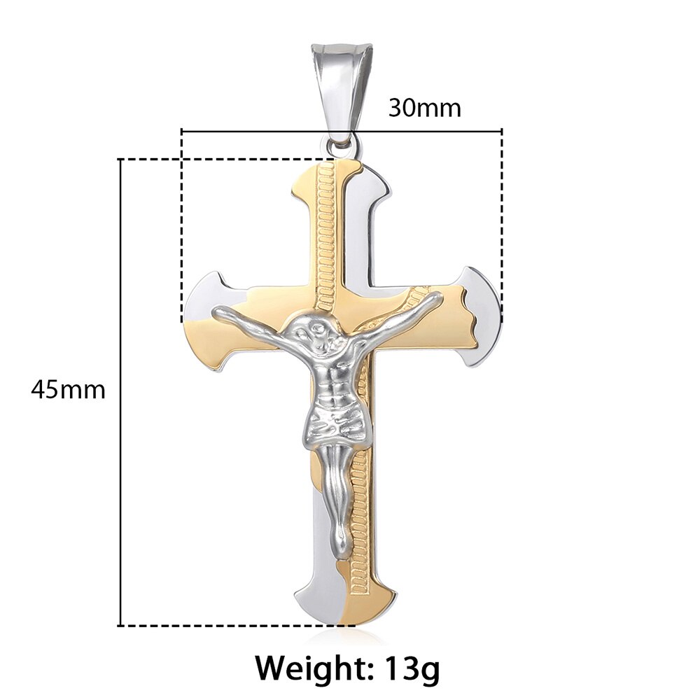 Trendsmax Men's Jesus Cross Pendant Stainless Steel Charms Gold Silver Color Male Jewelry KPP3: KP600