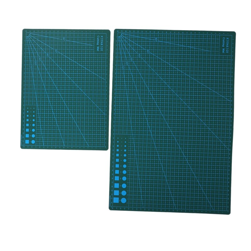 2 uds A3/A4 PVC cuadrícula rectangular líneas herramienta de estera de corte almohadilla de corte de doble cara métrica/Imperial para tarjetas de papel artesanías de tela (45cm