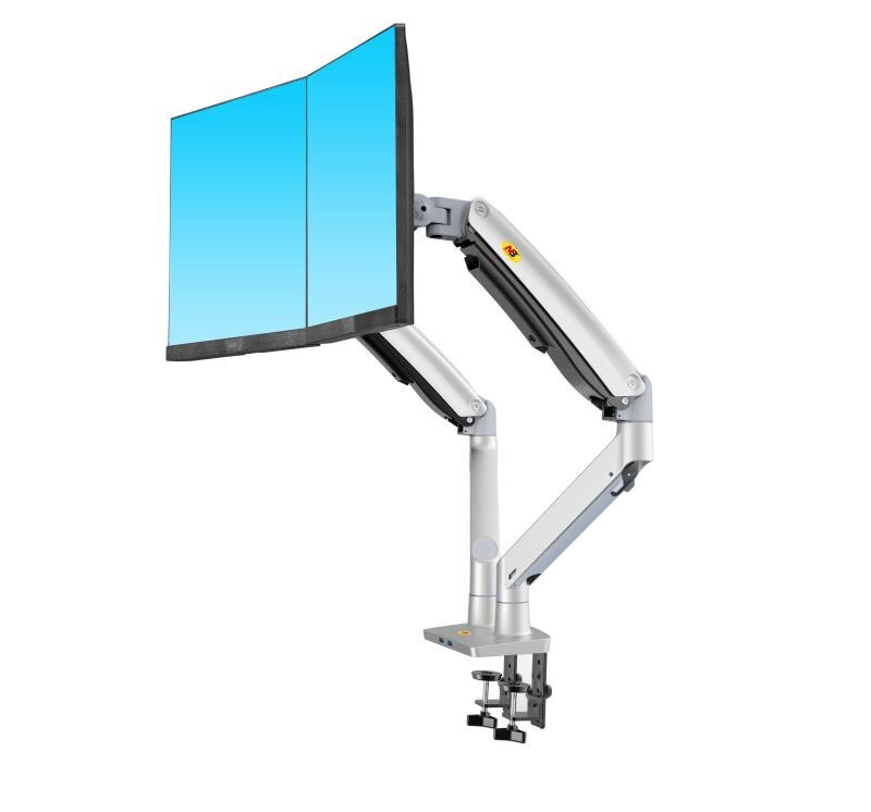 Neue NB F195A Aluminium 22-32 zoll Dual LCD LED-Monitor Montieren Gas Frühling Arm voll-Bewegung Monitor Halfter unterstützung zuletzt 3-12kgs jeder: Silber-