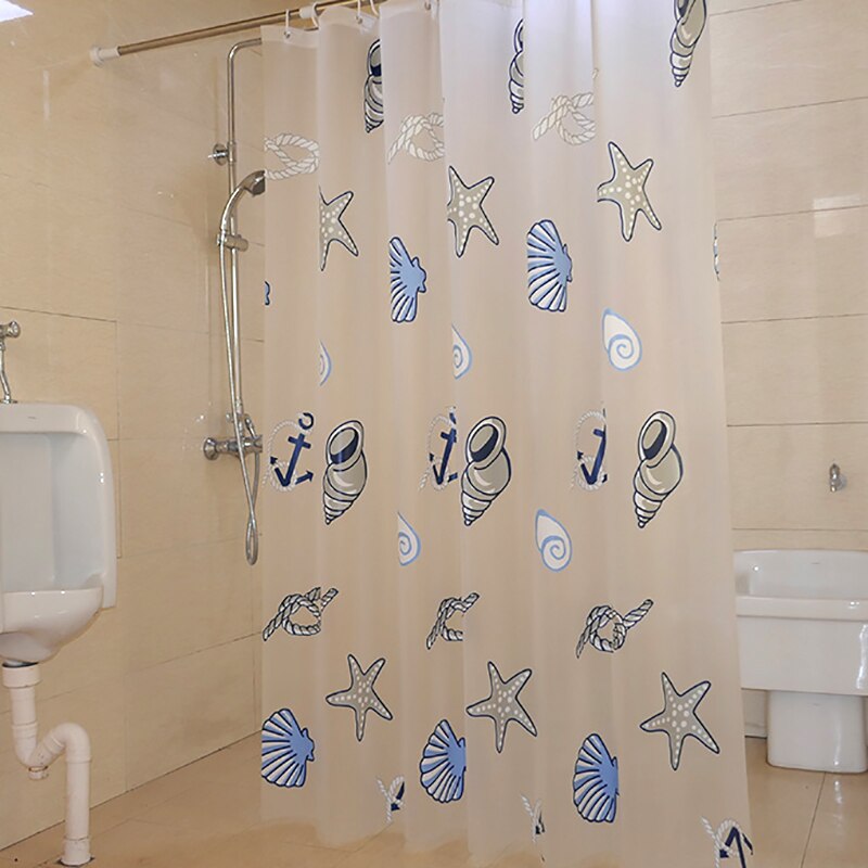 Transparante Douchegordijnen PEVA Cartoon Shell Zeester Gedrukt Plastic Waterdichte Moldproof Home Hotel Badkamer Decor