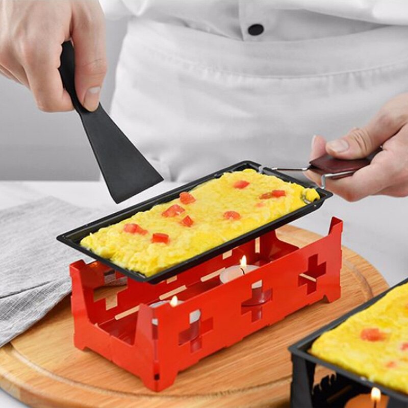 1 sett melkost bærbar ikke-pinne metallost raclette ovn grillplate stekebrett komfyr sett kjøkkenverktøy