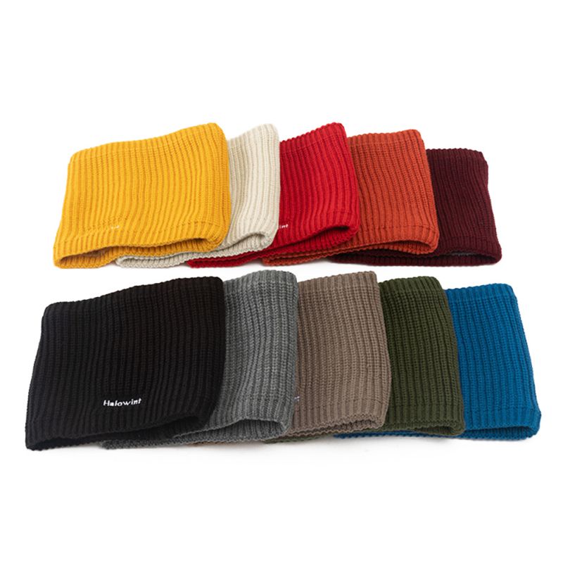 Winter Men's And Women's Snood Plus Velvet Warm Wool Single-loop Pullover Bib Letter Solid Color Thick Collar