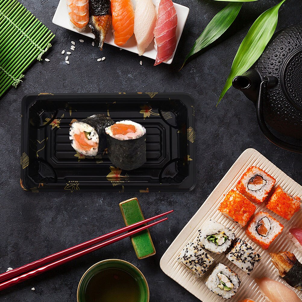25pcs Sushi Take-out Box Disposable Rectangle Printing Take out Container