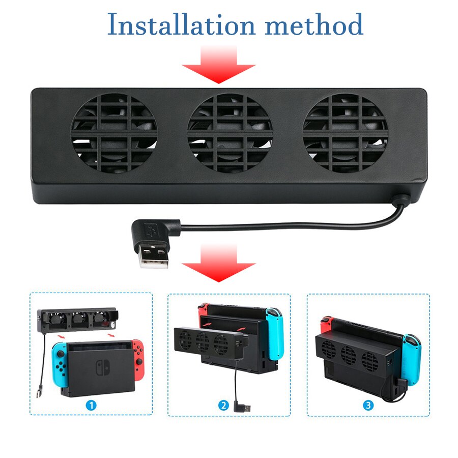 Cooling Fan for Nintendo Switch NS Original Stand Game Console Dock Cooler with 3-Fan USB Cooling Fan for Nintend NS NX