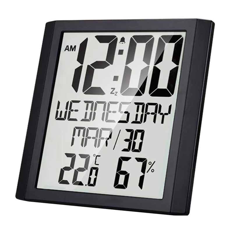 Digital Wall Clock with Temperature &amp; Humidity 8.6 inch Large Display Time/Date/Week Alarm Clock for Home Office: Default Title