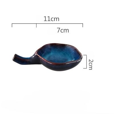 Deep Blue Ceramic Dinner Soup Spoon Ketchup Sauce Dish Spoon: chopsticks rest